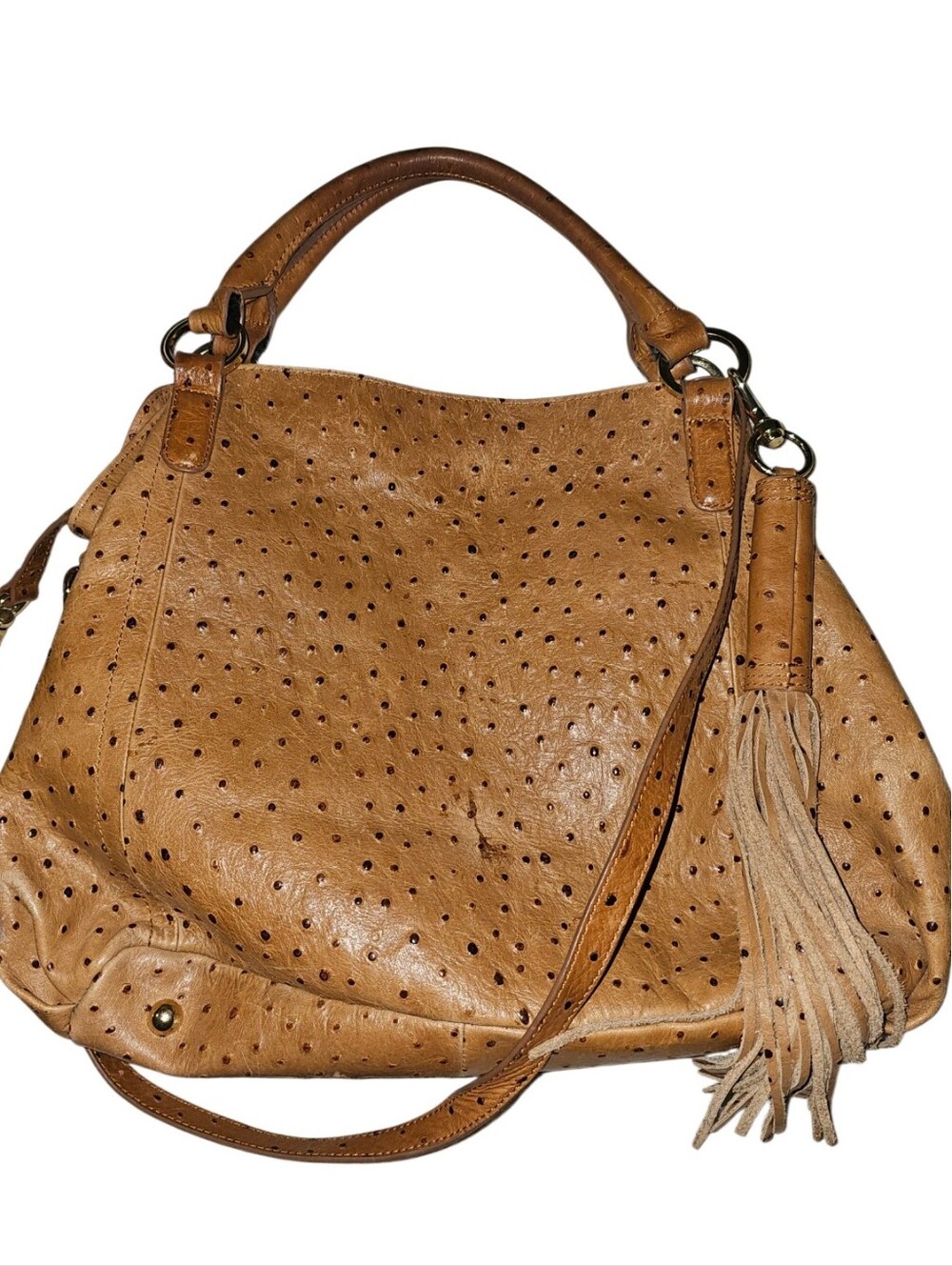 💰GILLI Tan Leather Tassel Satchel Handbag